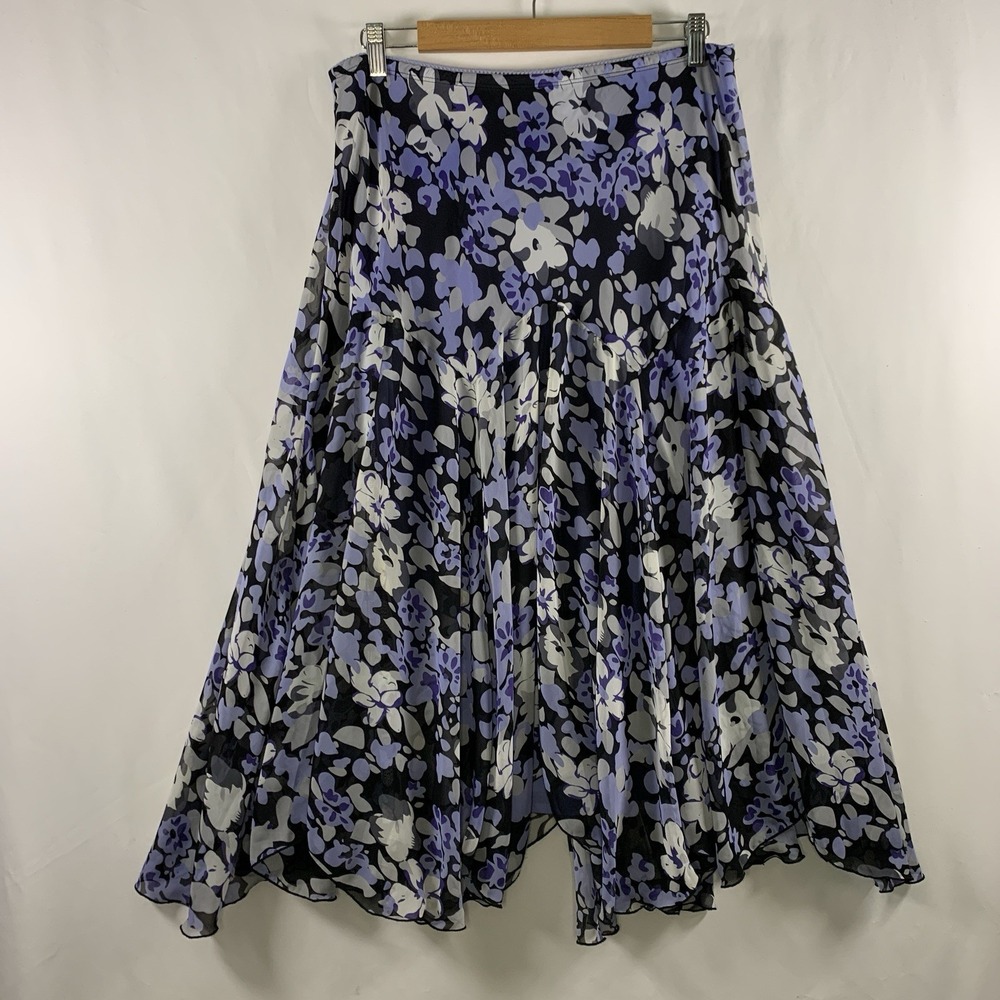 Fairy Grunge Handkerchief Hem Floral Midi Skirt Large Whimsigoth Paneled Chiffon
